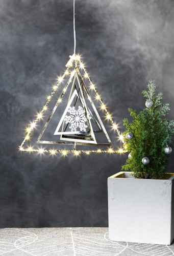 LED Dreieck Metall 3D beleuchtet Design modern Deko Batterie Timer Lichterkette - Bild 2 von 7