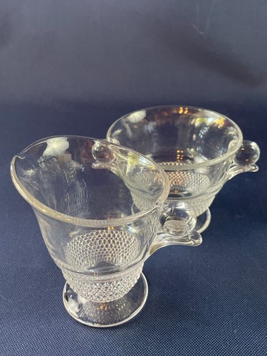 Duncan & Miller Glass Co, clear glass creamer & sugar bowl TEAR DROP c.1930s-55 - Picture 6 of 6