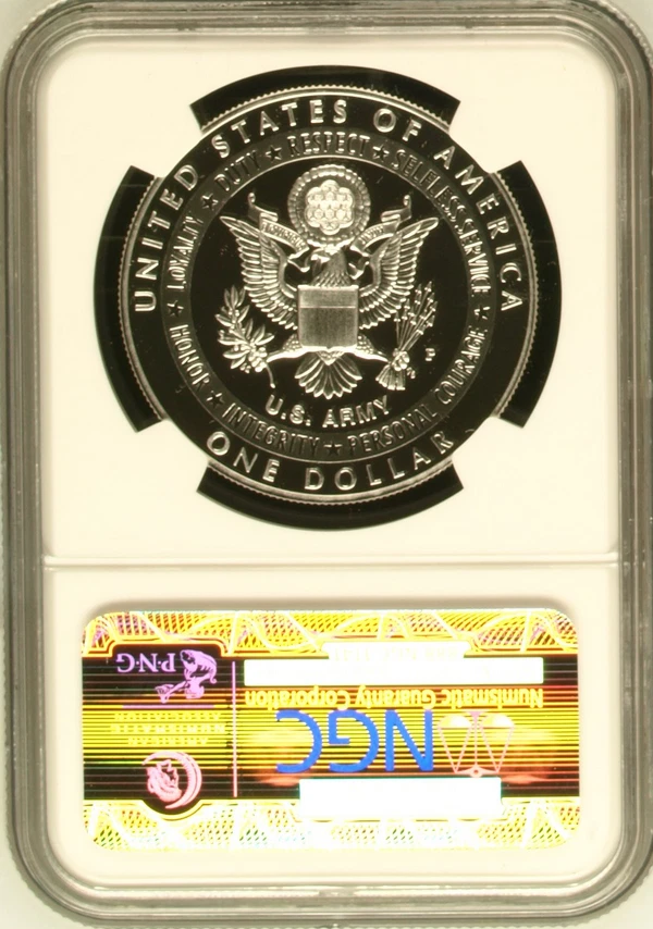 :2011-P S$1 United States Army Commemorative-Dollar ER NGC PF 70 UCAM Top-Pop R3 - Image 2 of 2