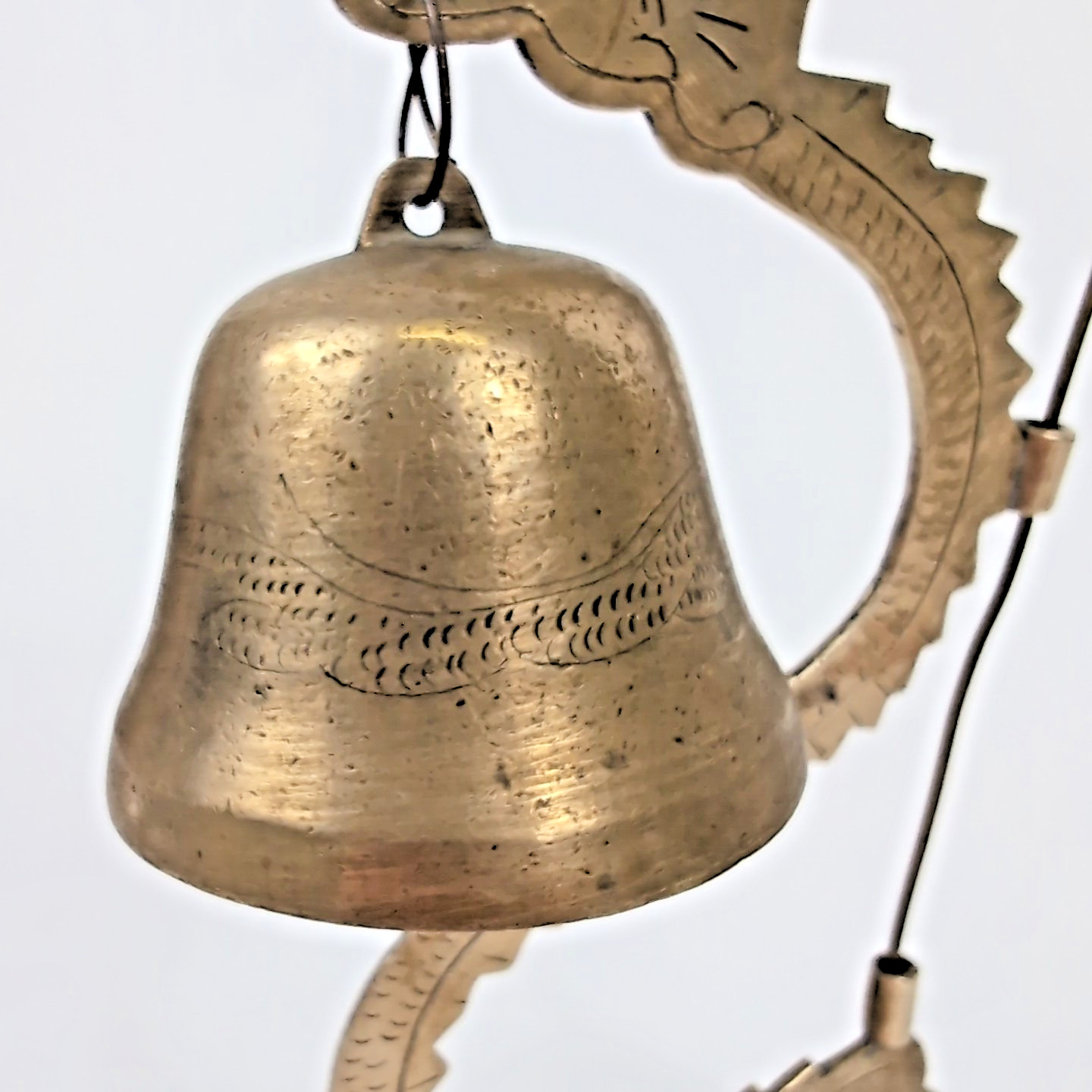 VTG Brass Dragon Gong & Cobra Snake Bell Asian Temple Ritual Buddhist Serpent