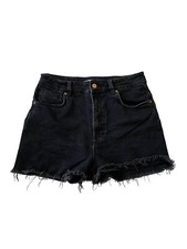 Zara Cut Off Denim Jean Shorts High Rise Black Women SZ 32 Excellent Condition