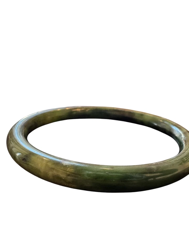 Brazalete vintage de jade nefrita birmano auténtico años 1930-1950 Foto 2 de 2