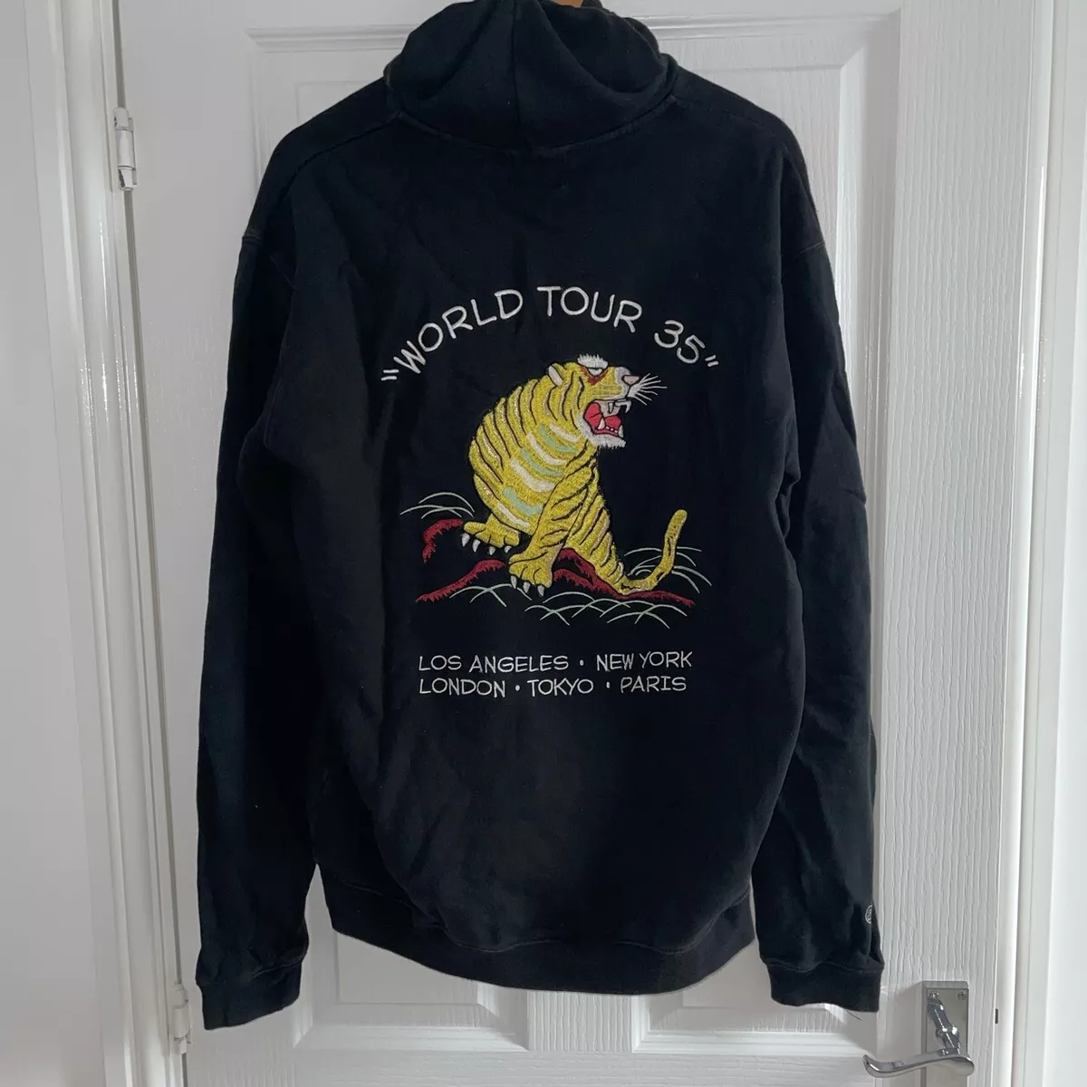 Stussy “World Tour 35” Tiger Embroidered Rare Black Pullover