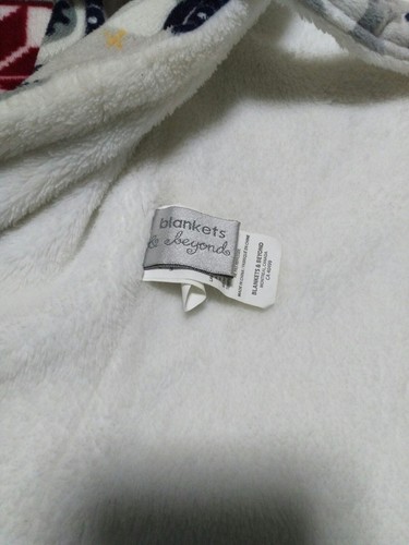 Blankets & Beyond Blue Gray Owl Elephant Rosette Swirl Baby Robe Micro Plush - Picture 3 of 3