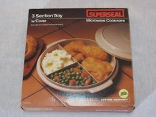 Vtg Eagle Brand Superseal Microwave 3 Section Tray w/Cover 73176,Original Box rr