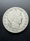 1915 Barber Half Dollar US 50c 90% Silver Coin - Key Date 🔑 VG Details