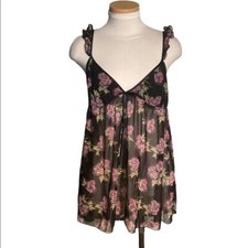 Victoria's Secret Angels Floral Sheer Slip Dress with Ruffle Straps Size Large