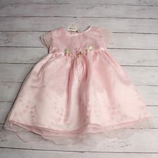 La Princess Vintage Baby Girl's Organdy Party Dress Size 24 Months Pink Rose Bud