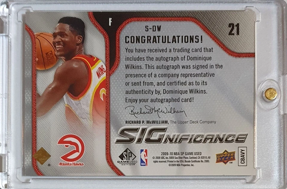 2009 SP Game Used Edition Dominique Wilkins AUTO Significance - Ready to Grade - Image 3 of 3