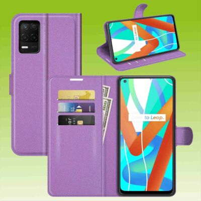 Für Oppo Realme 8 / 8 Pro Handy Tasche Lila Etuis Kunst-Leder Cover Hülle Schutz