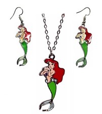The Little Mermaid Ariel Pendant Necklace  French Wire Earring Set
