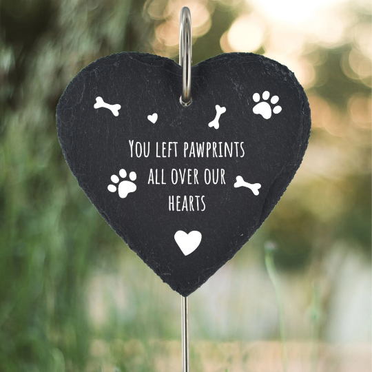Dog Grave Stick Pet Marker Ornament Memorial Plaque Slate Graveside Pawprints