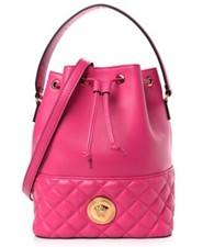 Versace Medusa Quilted Bucket Bag With Strap  (fuchsia Pink )