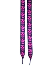 38" Black with Pink Misfits Skulls Rockabilly Punk Shoe laces Shoelaces-New!