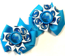 Beautiful Detroit Lions Set of Pigtail hair bows for girls.