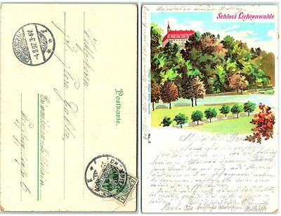 S03-6572, SCHLOSS LICHTENWALDE, GERMANY 1908 POSTMARKED, ANTIQUE POSTCARD