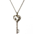 925 Sterling Silver .03ct diamond Key Mother Child pendant necklace 2.5g 18" — photo 1