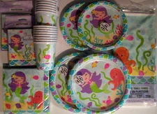 MERMAID FRIENDS Birthday Party Supply Pack SUPER KIT w/ Invitations