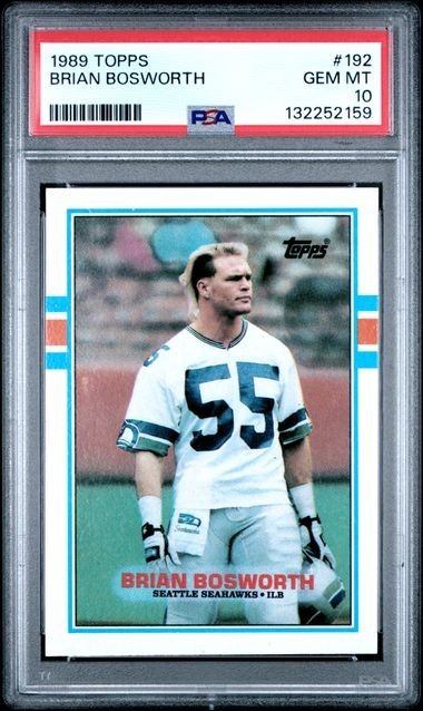 1989 Topps #192 Brian Bosworth PSA 10 The BOZ Rare Low Pop 40 Seattle Seahawks