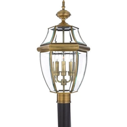 Newbury - 3 Light Large Post Lantern-Polished Brass Finish Outdoor Lantern - Picture 2 of 3