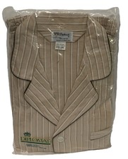 Vintage DIPLOMAT Men's 2 Piece Flannel PAJAMAS Brown Tan Stripe 70s EXTRA LARGE