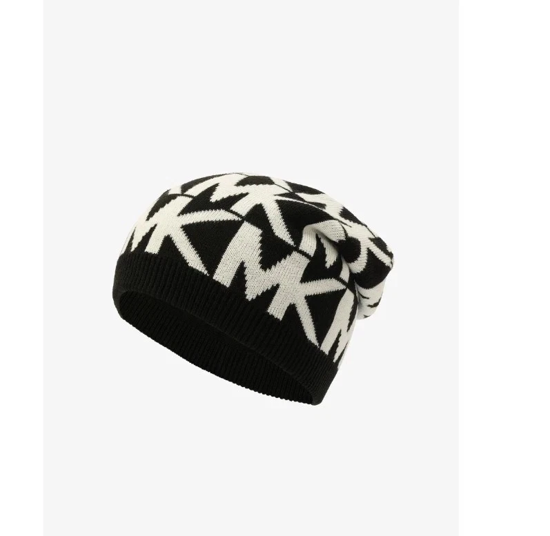 MICHAEL KORS Gran Logo Tejido Mujer Gorro Invierno Sombrero - Negro/Blanco Foto 3 de 4
