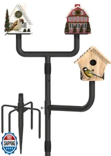 Garbuildman Upgraded Smart Bird Feeder Pole for 3 Birdhouses with