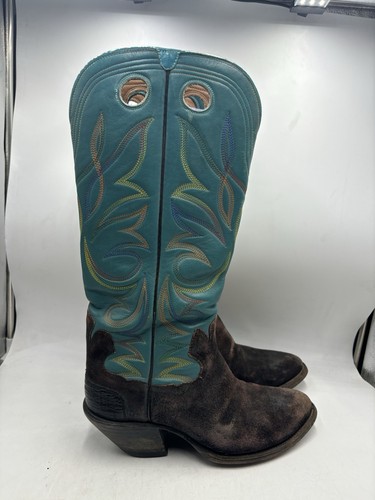 Vintage Paul Bond Men’s Blue Leather Western Buckaroo Boots 17” Size US 10 - Picture 2 of 12