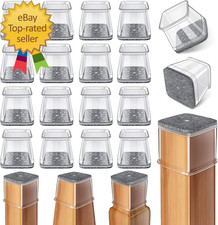 24 Pcs Chair Leg Floor Protectors Square Silicone Felt Furniture Leg Pads Caps