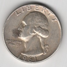 1961 D QUARTER 90% SILVER 25 CENTS DENVER MINT UNITED STATES OF AMERICA USA 25¢