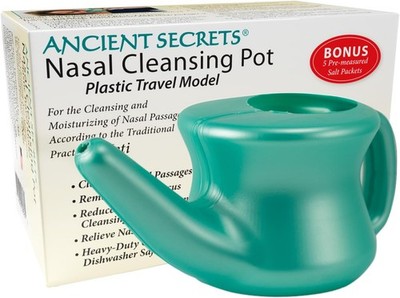 Ancient Secrets Neti Pot Sinus Rinse - Nasal Cleansing Pot, Plastic Travel Model