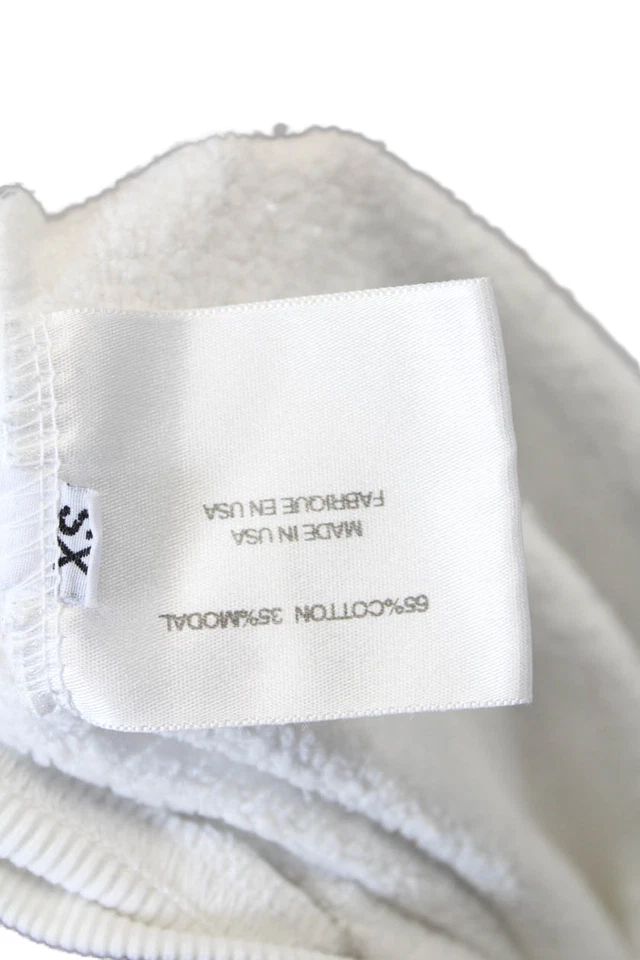 Pam & Gela Womens Cotton Textured Detail Pullover Sweatshirt White Size XS - Image 4 of 4