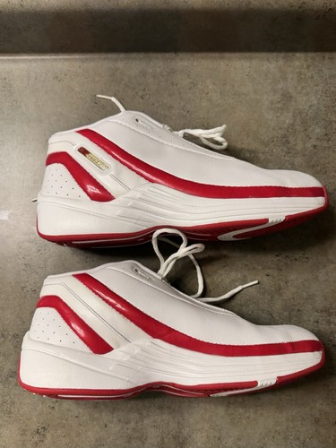 Scarpe da basket Reebok Disciple da uomo bianche/flamenco rosse taglia 12,5 US vintage nuove con scatola - Foto 14 di 24