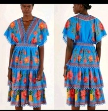 Small Farm Rio Blue Tiered Mididress