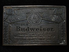 QK09103 VINTAGE 1970s  GENUINE BUDWEISER LAGER BEER  BELT BUCKLE