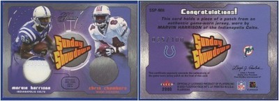 Marvin Harrison & Chris Chambers 2003 Flair 'Sunday Showdown' Jersey Patch /100