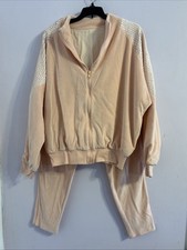 Vintage Velour tracksuit Pink with sequins and Lining size medium