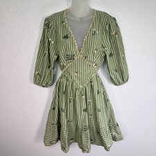 Jacquie The Label Dress Womens Large Embroidered Puff Sleeve Boho Anthropologie