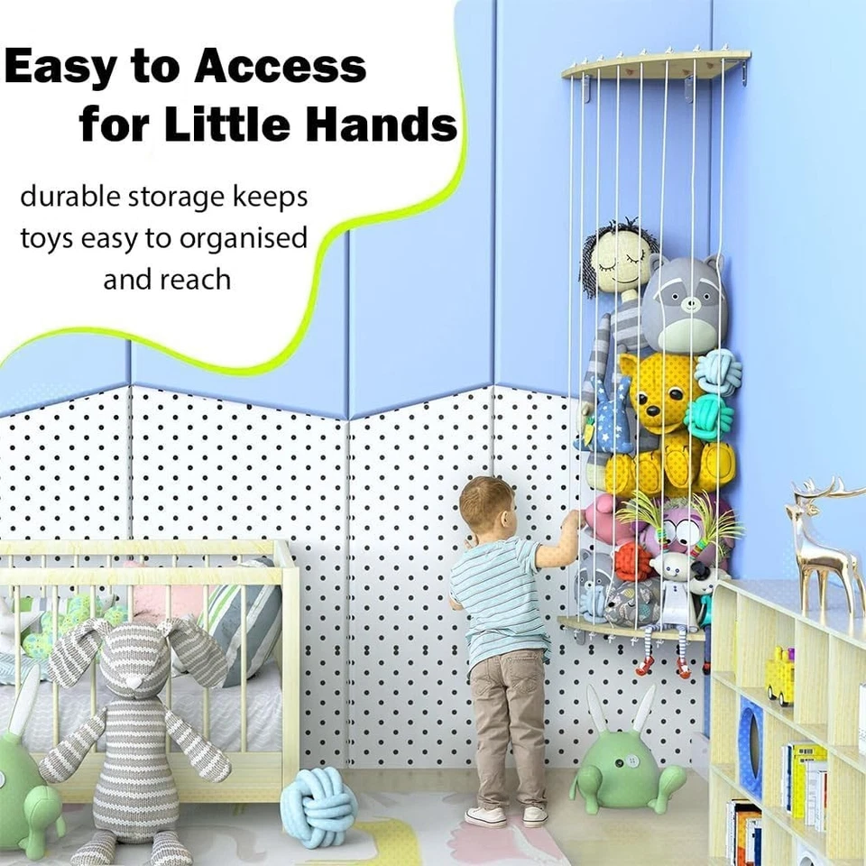 Хранение плюшевых мишек, деревянная мягкая полка для хранения игрушек, угловая подвесная полка для хранения плюшевых мишек - Изображение 2 из 4