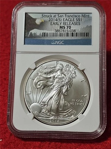 2014(S) American Silver Eagle ASE Dollar STRUCK AT SAN FRAN NGC MS 70 ER #T1296