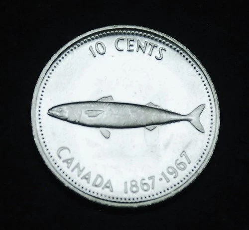 1967 10¢ uncirculated silver proof like coin