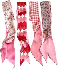 QTMY 4 Pack Purse Scarf for Bags Silk Head Scarf for Hair Handbag Women Scarfs B