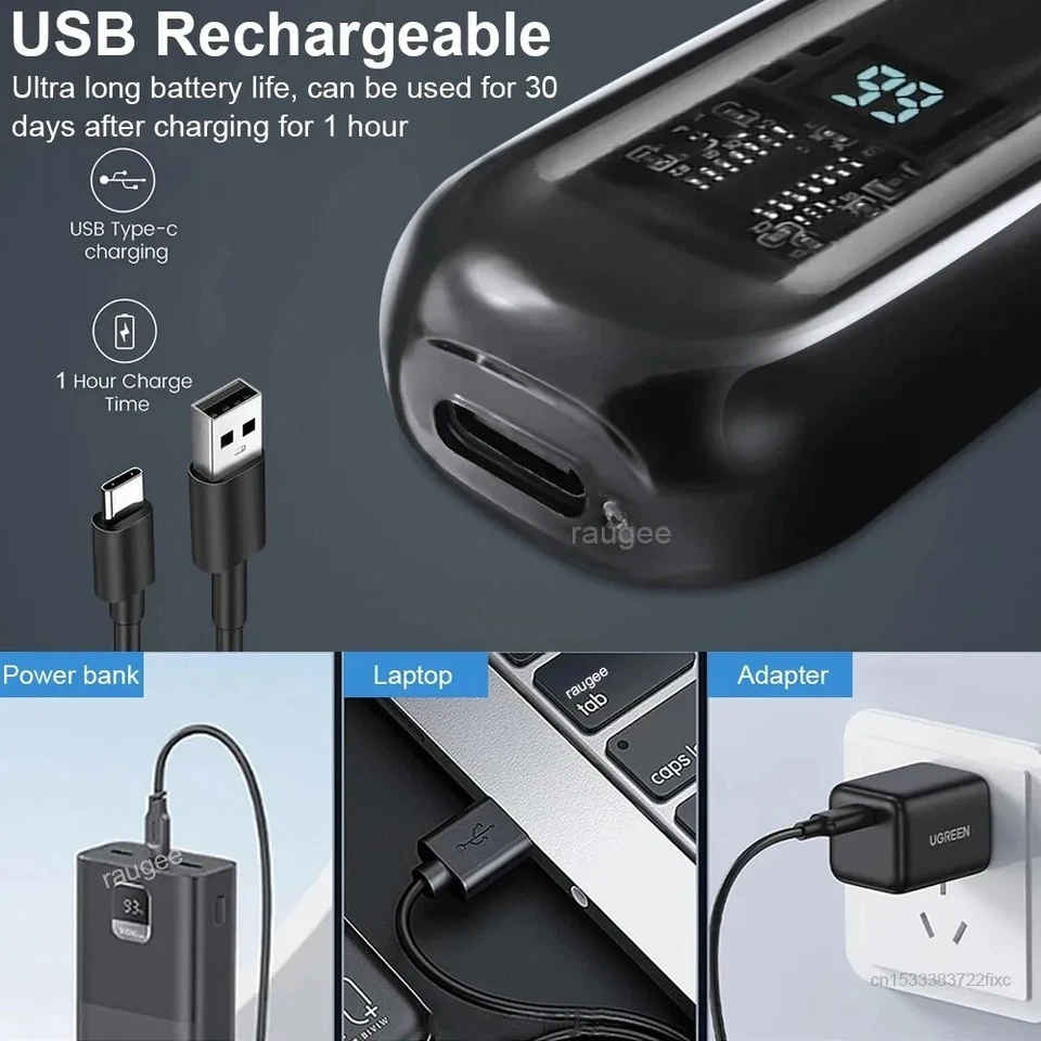 Ear and Nose Hair Trimmer with LED Display USB Rechargeable Water Resistant - Image 4 of 4