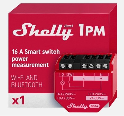 (3) Lot of three - Shelly - 1Pm Gen3 16 A Smart Switch - NEW