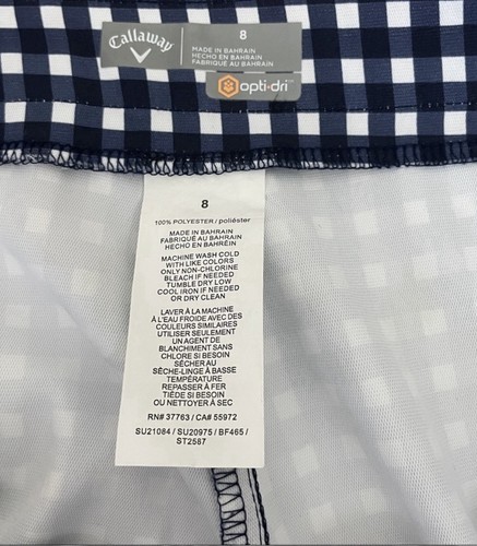Callaway Navy & White Gingham Opti Dri Golf Shorts Blue Size 8 - Picture 8 of 8