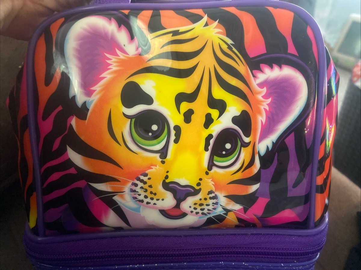 Rare Lisa Frank Tiger lunchbox Lunch Bag 2 Compartments 