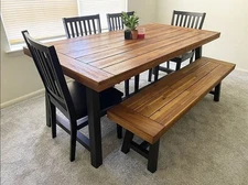 New 71'' Rustic Solid Wood Dining Set Table&Bench For Farmhouse Indoor&Outdoor