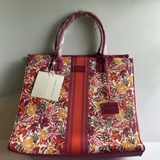 NWT Trina Turk Tote Bag XL Marjorelle Garden w/ Stripe Pink Orange (MSRP $245)