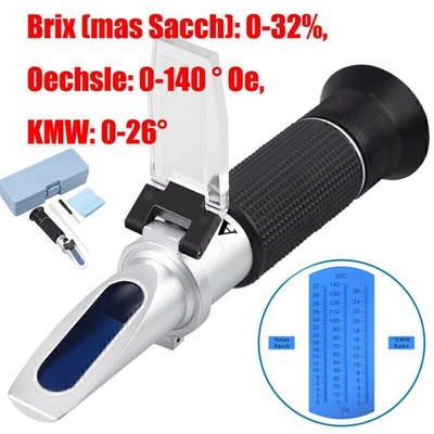 Refraktometer Wein Winzer Bier Mostwaage Brix0-32% Oechsle0-140° KMW0-26° ATC