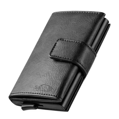 Sei G Portefeuille Noir Porte-Cartes Homme Véritable Cuir, Cartes GPS Protection - Photo 1/4